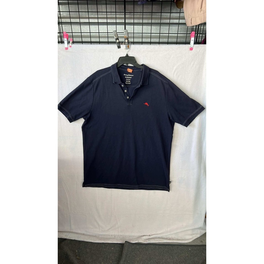 Tommy Bahama IslandZone Supima Polo Shirt Mens XLT Navy Blue Contrast Stitch